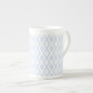Taza De Porcelana Patrón de diamante blanco y azul pálido