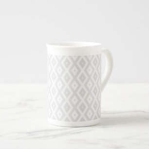 Taza De Porcelana Patrón de diamante gris claro y blanco