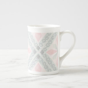 Taza De Porcelana Patrón de diamante pastel verde y rosa