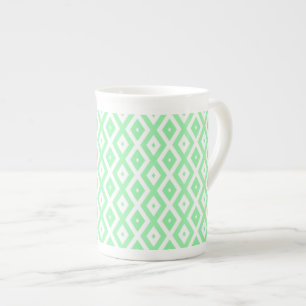 Taza De Porcelana Patrón de diamantes verde y blanco
