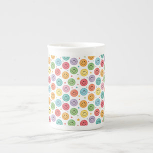 Taza De Porcelana Patrón de Emoji Sonriente