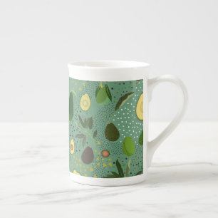 Taza De Porcelana Patrón de Fiesta de aguacate