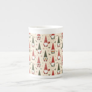 Taza De Porcelana Patrón de fiesta de gnomos de Navidad