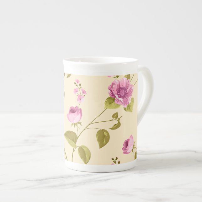 Taza De Porcelana Patrón de flores 16 (Derecha)