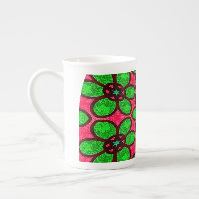 Taza De Porcelana Patrón de flores abstractas (Izquierda)