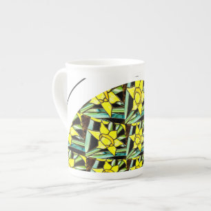 Taza De Porcelana Patrón de flores amarillas y valiosas
