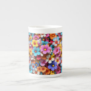 Taza De Porcelana Patrón de flores de Bonito coloridas-20240