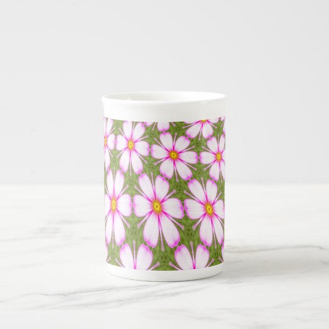 Taza De Porcelana Patrón de flores de cosmos (Frente)