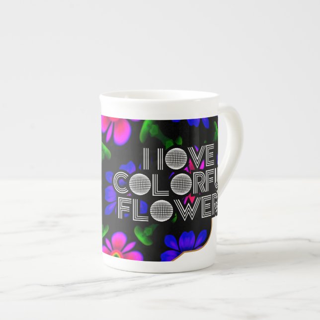 Taza De Porcelana Patrón de flores rosas adorables (Derecha)