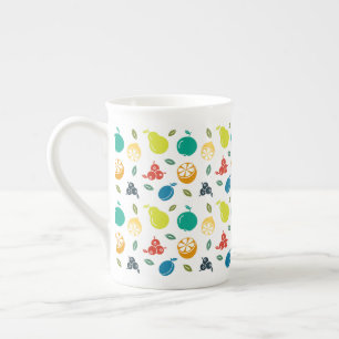 Taza De Porcelana Patrón de frutas, ciruela, Naranja, limón, pera, m