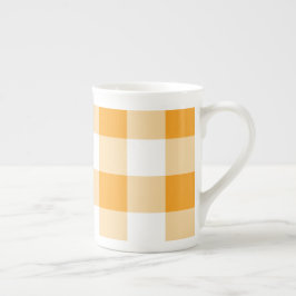 Taza De Porcelana Patrón de Gingham amarillo