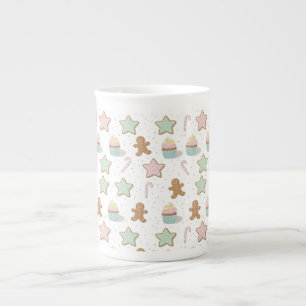 Taza De Porcelana Patrón de golosinas de panadería de Navidad