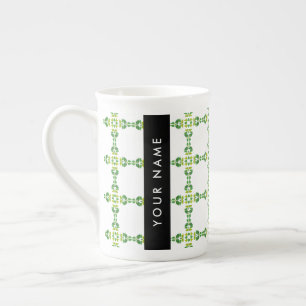 Taza De Porcelana Patrón de hojas, hojas verdes, tu nombre