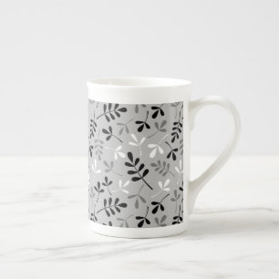 Taza De Porcelana Patrón de hojas surtidas Monocromo