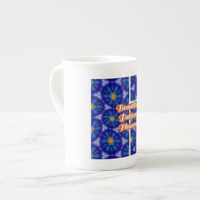 Taza De Porcelana Patrón de las flores azules abstractas (Izquierda)