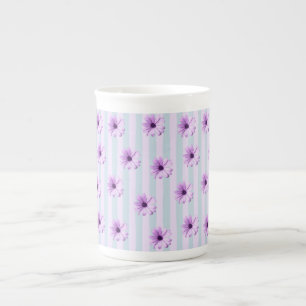 Taza De Porcelana Patrón de margarita azul y púrpura