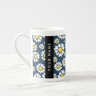 Taza De Porcelana Patrón de margaritas, margaritas blancas, su nombr