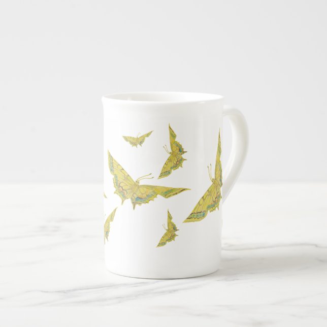 Taza De Porcelana Patrón de mariposa en el Viejo Mundo Amarillo (Derecha)
