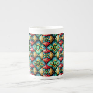 Taza De Porcelana Patrón de mosaico geométrico colorido inspirado en