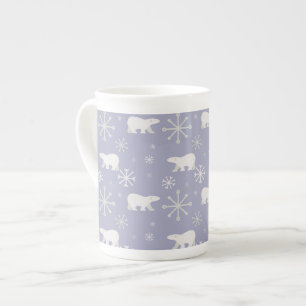 Taza De Porcelana Patrón de navidades con osos polares y copos de ni
