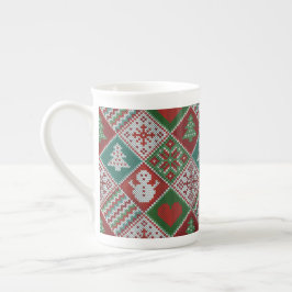 Taza De Porcelana Patrón de Navidades del juego de burlas blancas ve