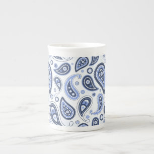 Taza De Porcelana Patrón de Paisley Azul