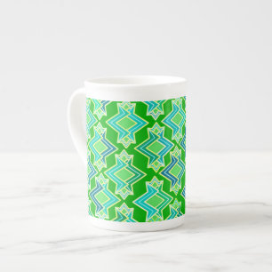 Taza De Porcelana Patrón de papel pintado Art Deco, verde jade