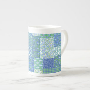 Taza De Porcelana Patrón de parches falso floral boho de vincapervin