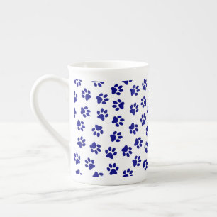 Taza De Porcelana Patrón De Patas, Patas De Perro, Patas Azules De L