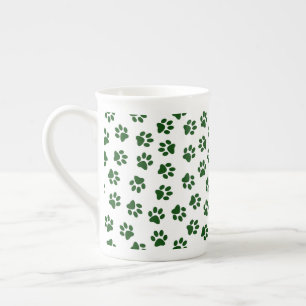 Taza De Porcelana Patrón De Paws, Paws De Perro, Papas Verdes