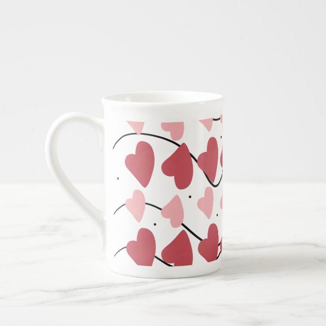 Taza De Porcelana Patrón de puntos cardíacos de Valentines (Izquierda)