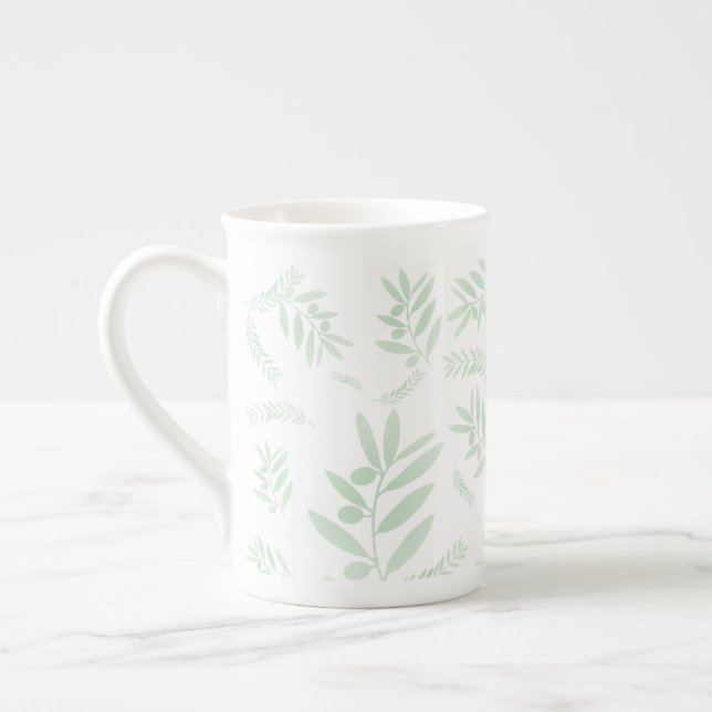 Taza De Porcelana Patrón de rama de olivo natural (Izquierda)