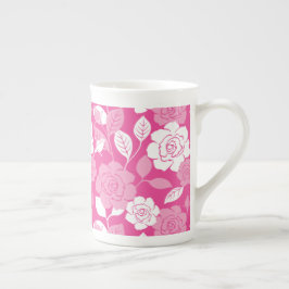 TAZA DE PORCELANA PATRON DE ROSA (ROSA)