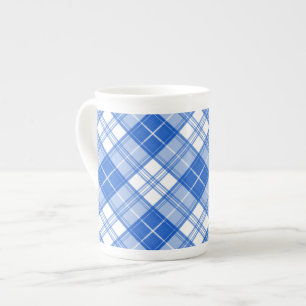 Taza De Porcelana Patrón de Tartán Blanco Marrón yxm0uat9