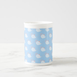 Taza De Porcelana Patrón de tetera azul y rosa pastel