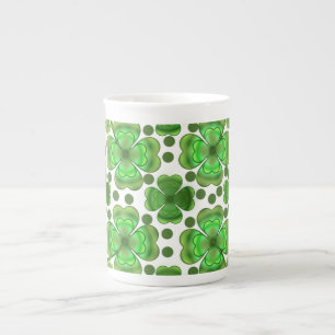 Taza De Porcelana Patrón de trébol y remolino verde metálico persona