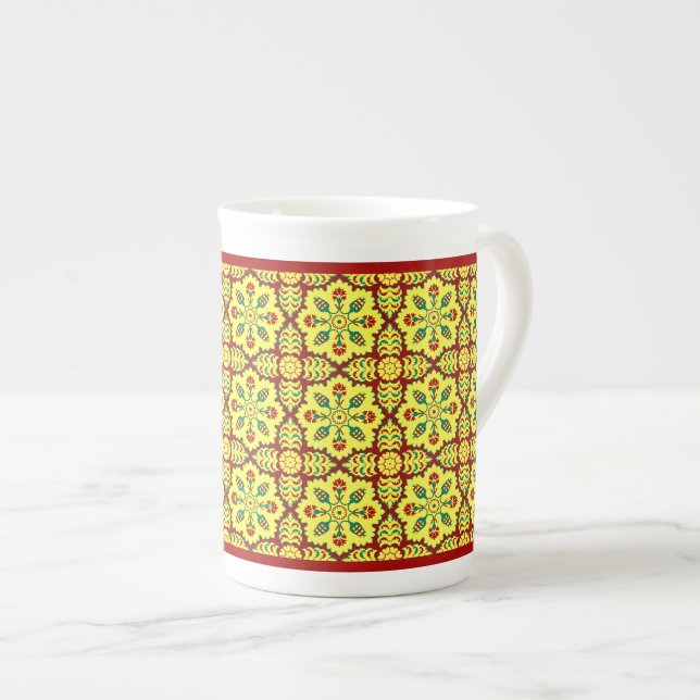 Taza De Porcelana Patrón de tulipán turco otomano rojo oriental (Derecha)