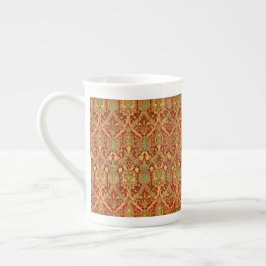 Taza De Porcelana Patrón de William Morris rojo Turquesa dorado