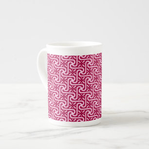 Taza De Porcelana Patrón egipcio de tejas, burdeos y rosa