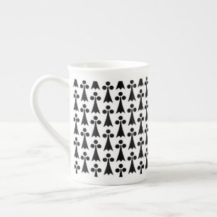 Taza De Porcelana Patrón Ermine, patrón medieval, negro sobre blanco