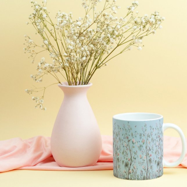 Taza De Porcelana Patrón floral anticuado azul (Subido por el creador)