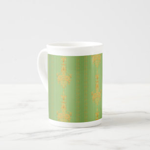 Taza De Porcelana Patrón floral barroco con borde
