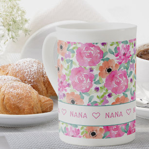 Taza De Porcelana Patrón floral bonito por todas partes Nana