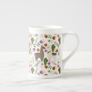 Taza De Porcelana Patrón Floral de Cactus de Alpaca Amante de los An