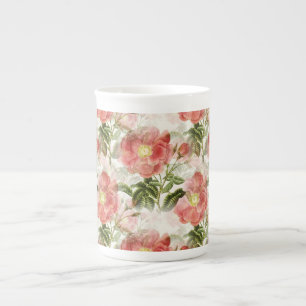 Taza De Porcelana Patrón floral de camellia rosa