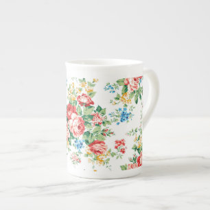 Taza De Porcelana Patrón floral elegante con elemento de diseño Rosa