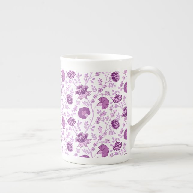 Taza De Porcelana Patrón floral jacobino tiñe de blanco (Derecha)