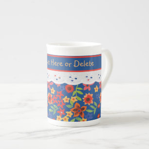 Taza De Porcelana Patrón floral retro personalizado con encaje falso