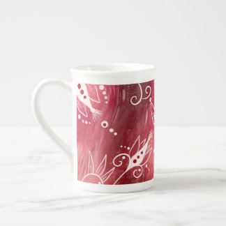 Taza De Porcelana Patrón floral rojo