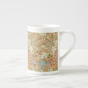 Taza De Porcelana Patrón floral William Morris Flores Azul rosado